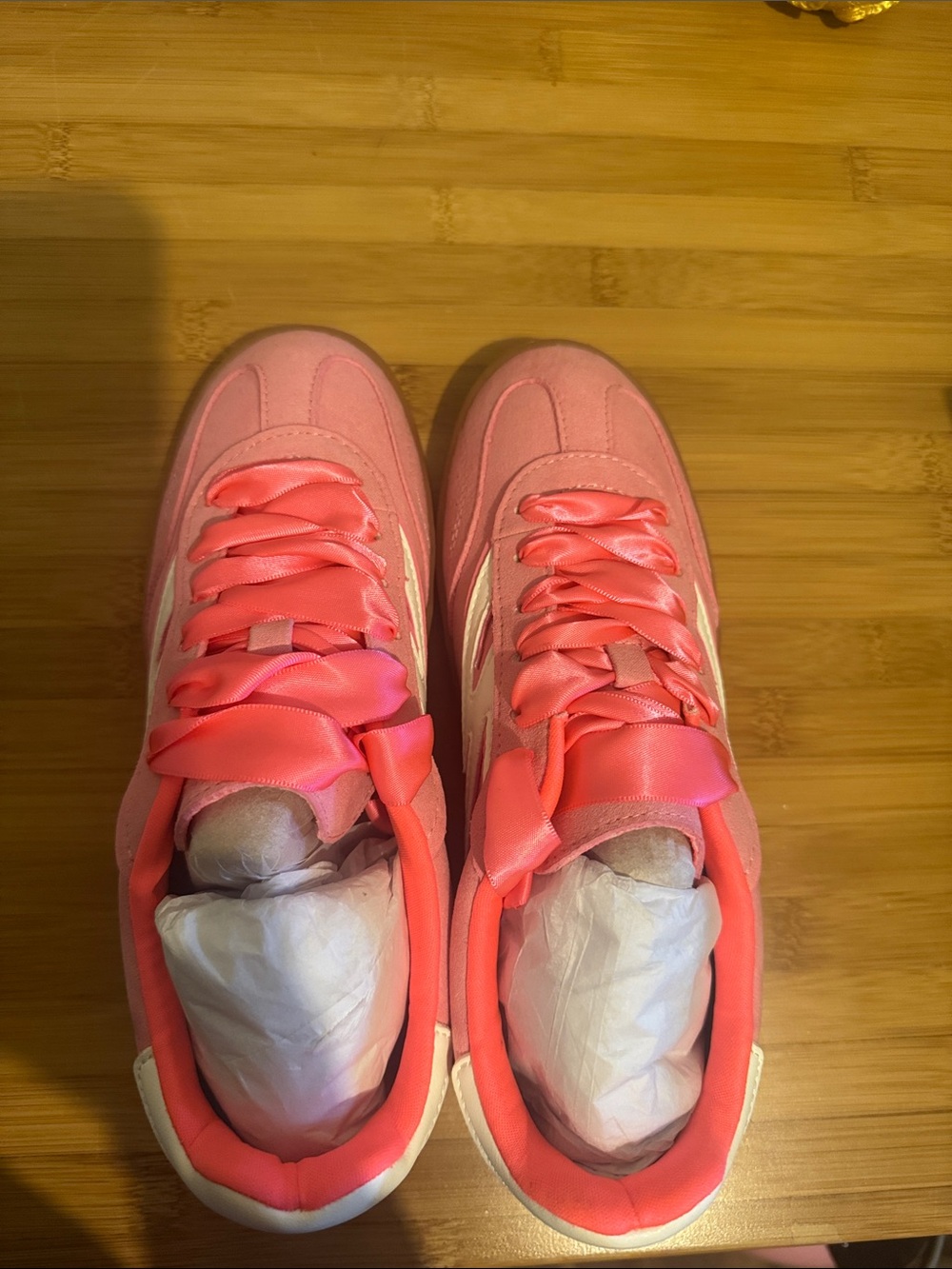Madden Girl Vibrant Pink Satin-Lace Athletic Sneakers